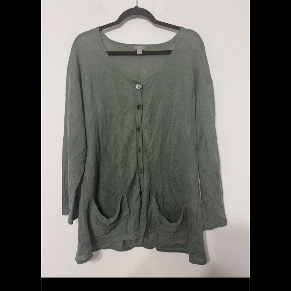 J.Jill Button Down Linen Blend Cardigan Size 1X